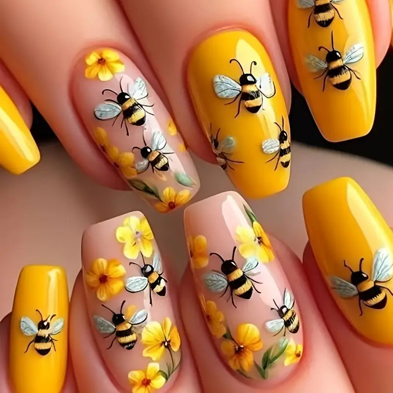 Nail Art Press On - 24 Stück/Set mittellange künstliche Nägel für