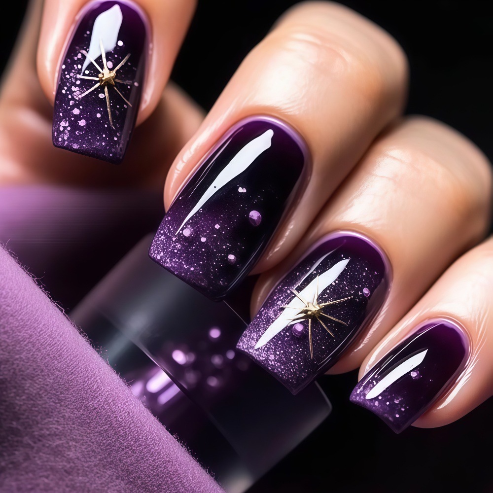 Nail Art Press On - Kurze, mittellange künstliche Nägel mit Farbverlauf