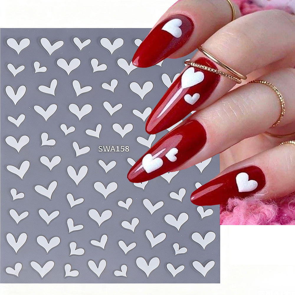 Nail Art Valentines Day - 3D Weißes Herz Valentinstag Nail Art