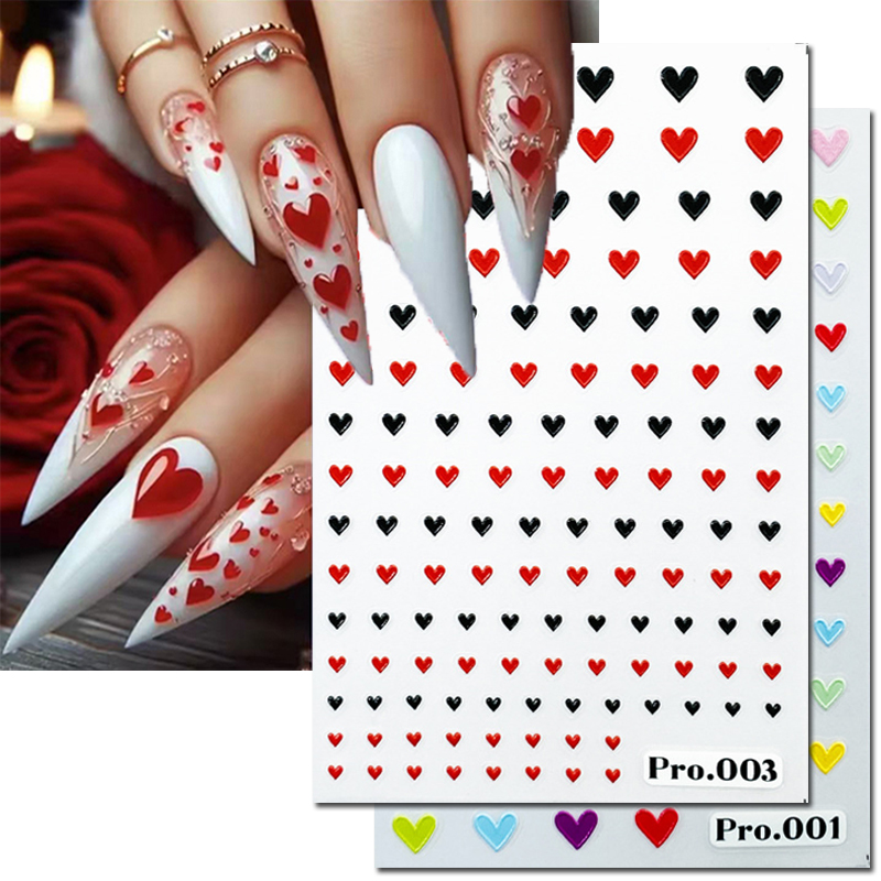 5D geprägte Nail Art Aufkleber – Nail Art Valentines Day Bewertung und Preis