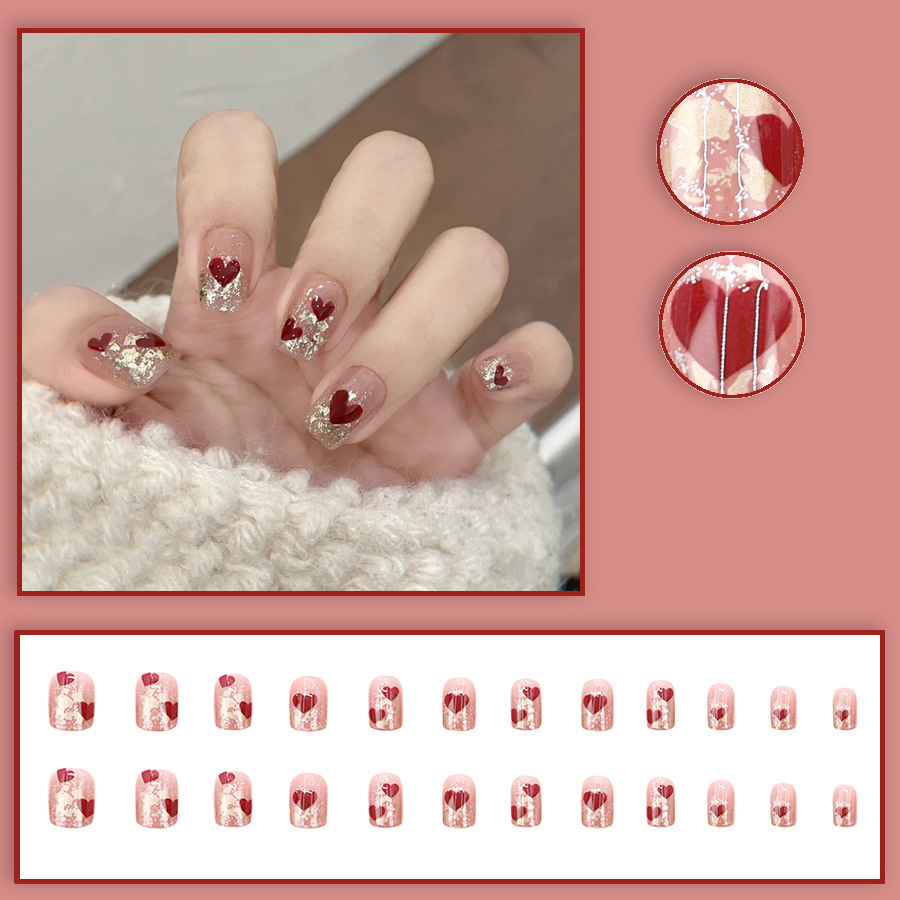 24 Stück/Set kurze, quadratisc – Nail Art Press On Bewertung und Preis