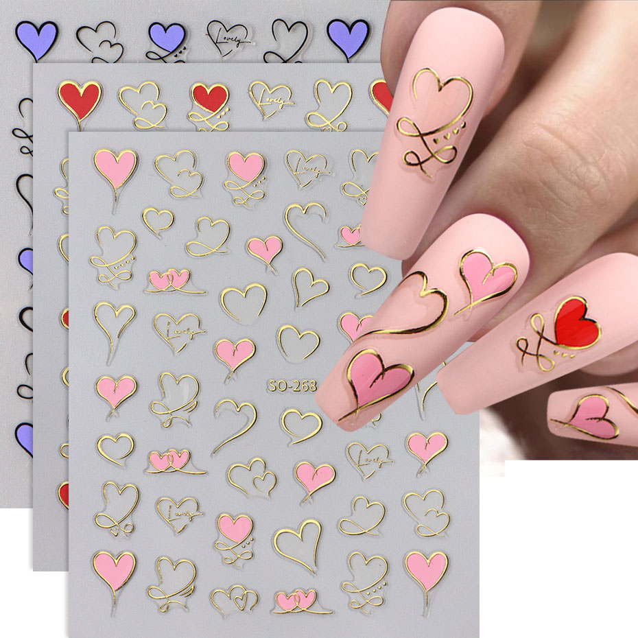 3 Stück Y2K Gold Wave Line Her – Nail Art Valentines Day Bewertung und Preis